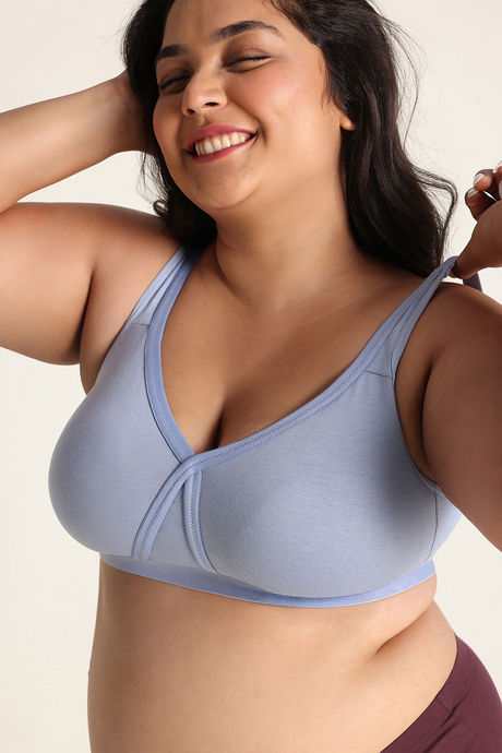 Zivame True Curv Double Layered Non Wired Full Coverage Super Support Bra - Blue Blizzard — image 5